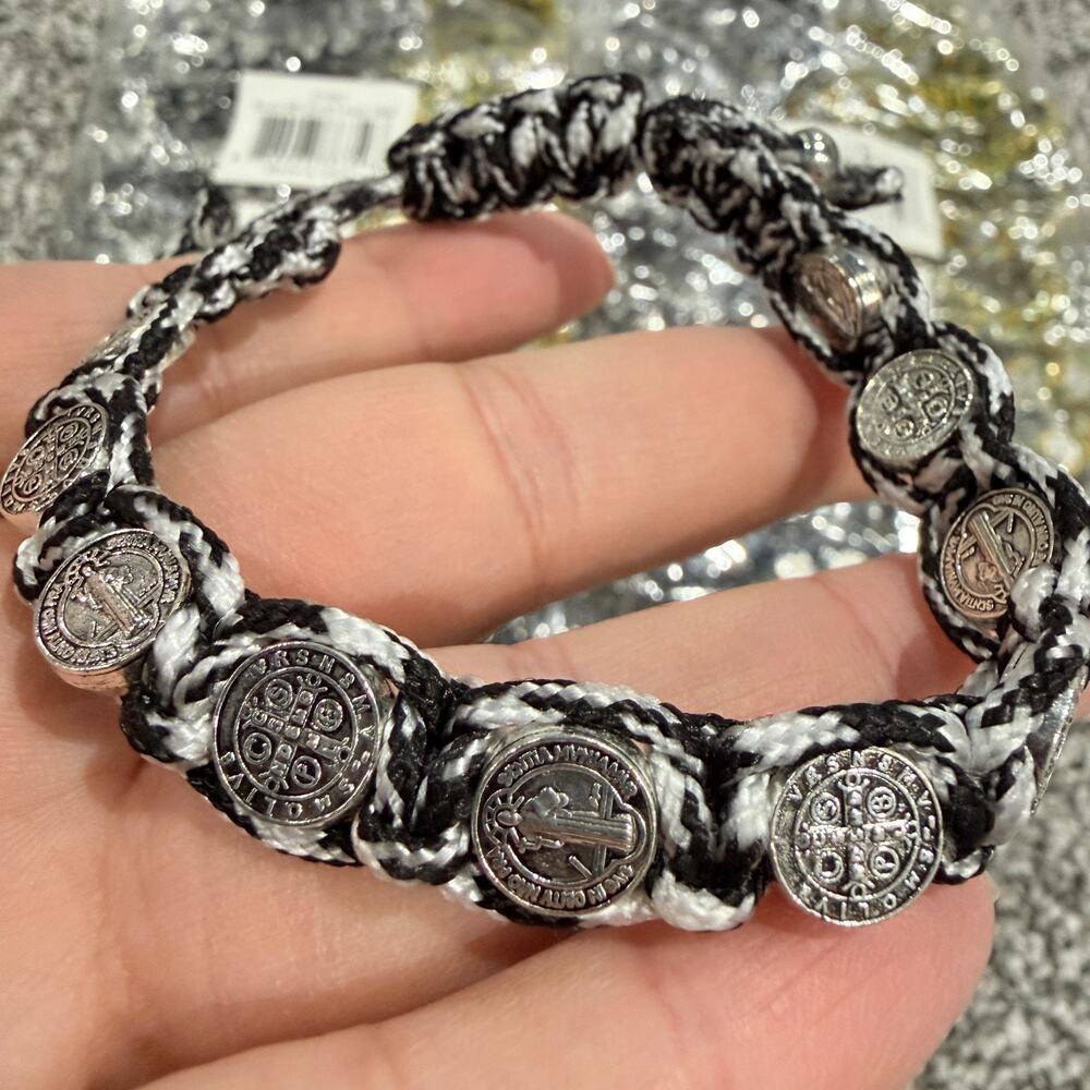 Wholesale Lot of 48, Rope Adjustable Benedict Catholic Religious Bracelets - Picture 3 of 7